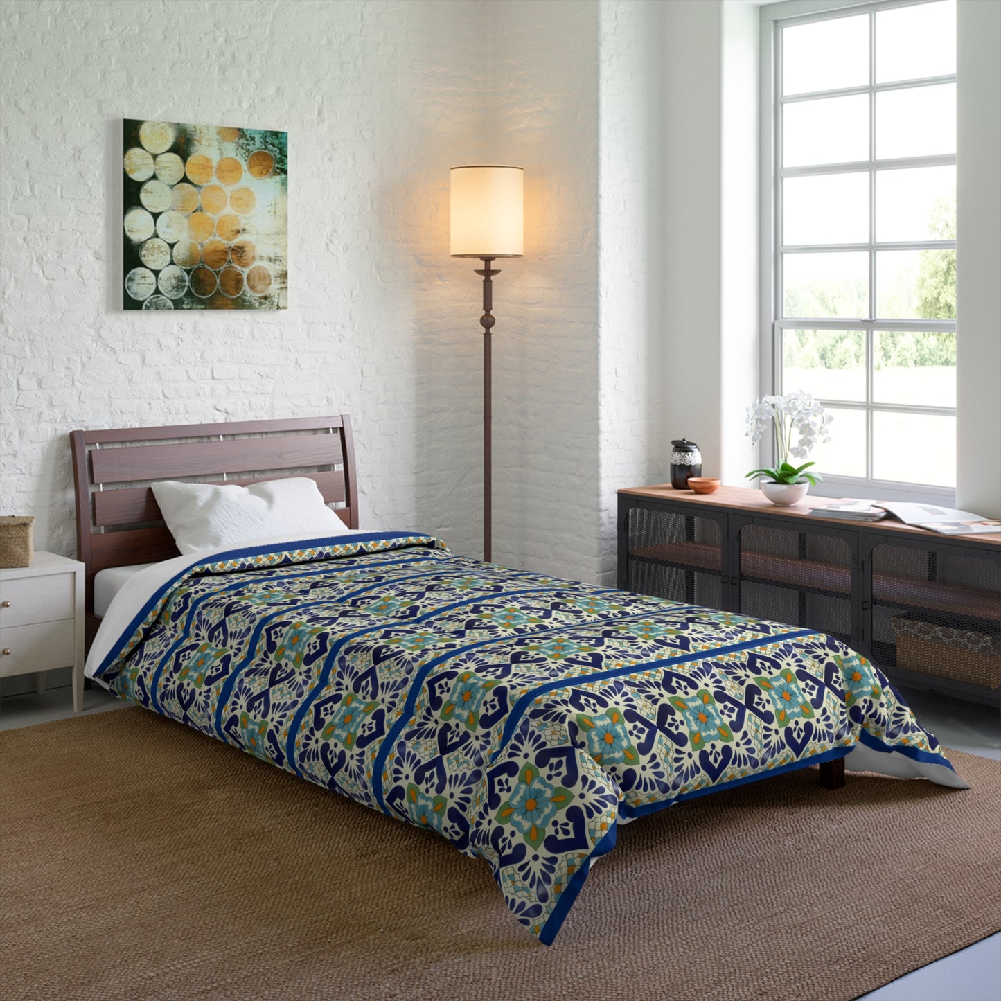 Blue Talavera Tile Style Comforter