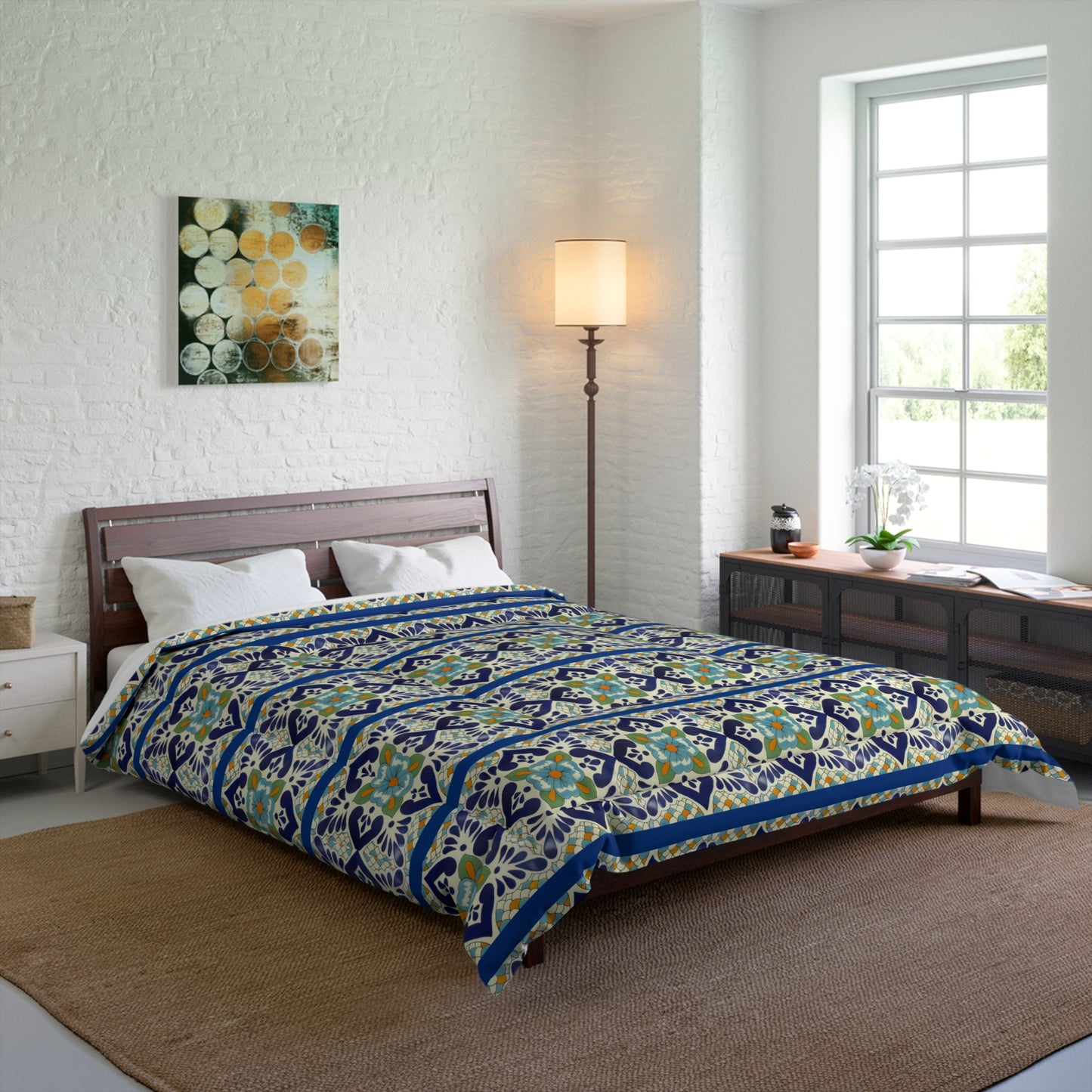 Blue Talavera Tile Style Comforter